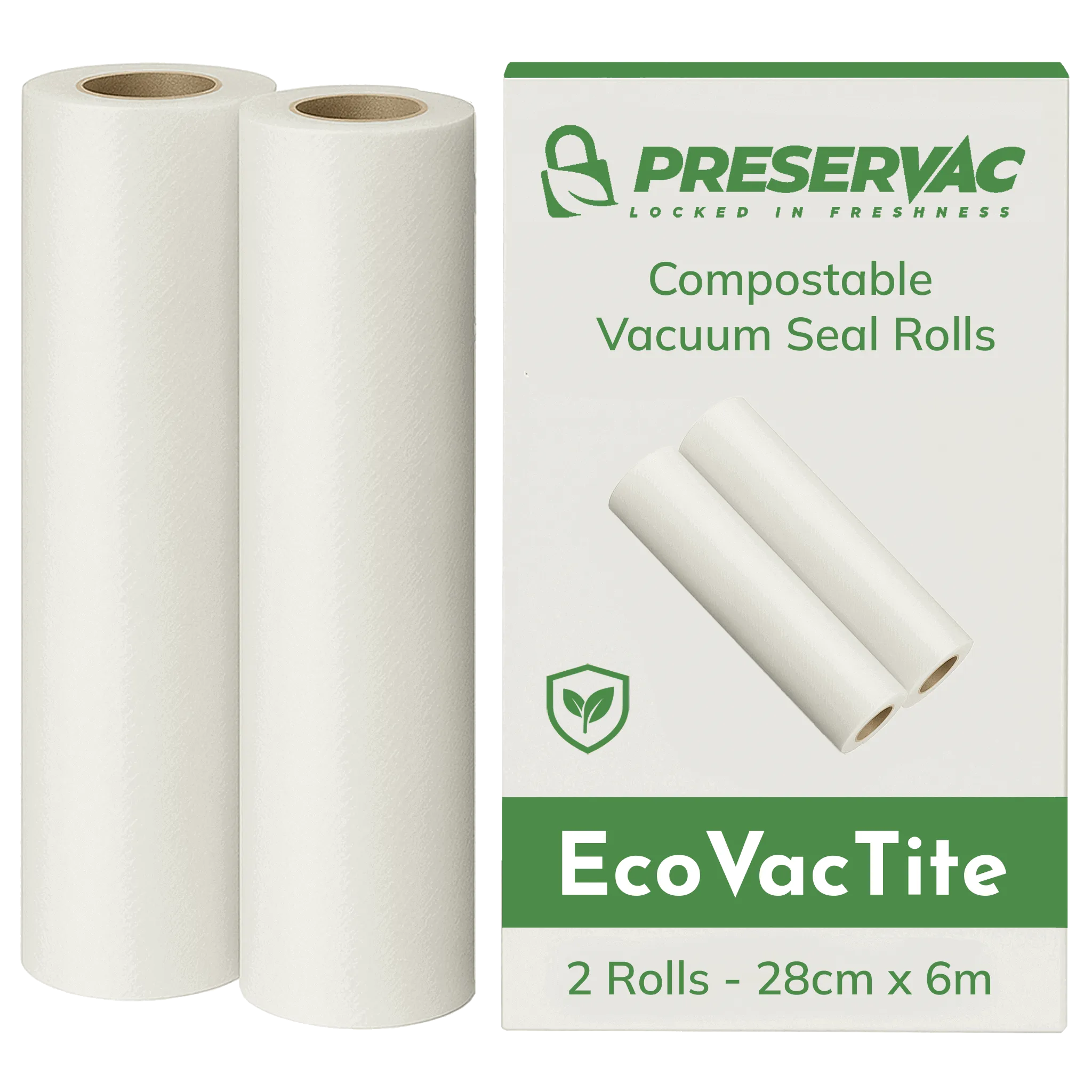 28cm x 6m x 2 Compostable Vacuum Rolls | PreserVac EcoVacTite