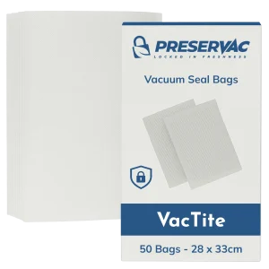 28 x 33cm x 50 Vacuum Seal Bags | PreserVac VacTite | 80 Microns
